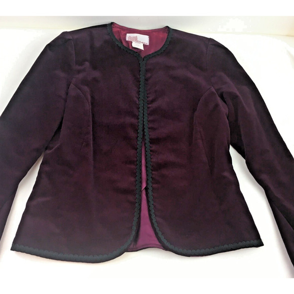 renaissance Ren Faire Womens Velvet jacket lined Size 8 Plum Black Boho - Picture 2 of 16